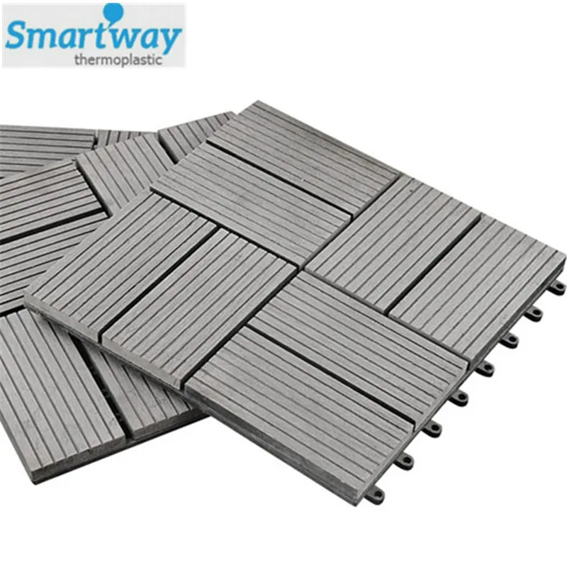 
30x30cm Interlocking Tile Plastic backing composite decking tile 