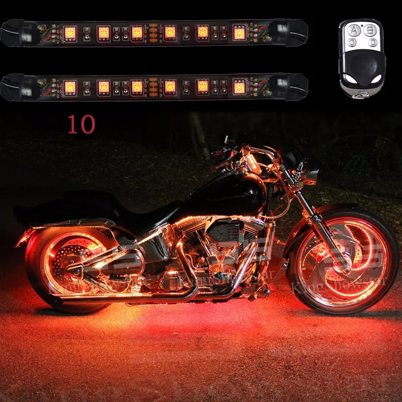 Hight Quality 10PC single Color Custom LED Car Motorcycle Led Light Strip Kit with Remote Controller