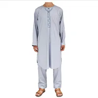 

Latest abaya designs dubai men fashion Middle eastern tunic kaftan 2piece set Saudi Arab Muslim thobe clothing