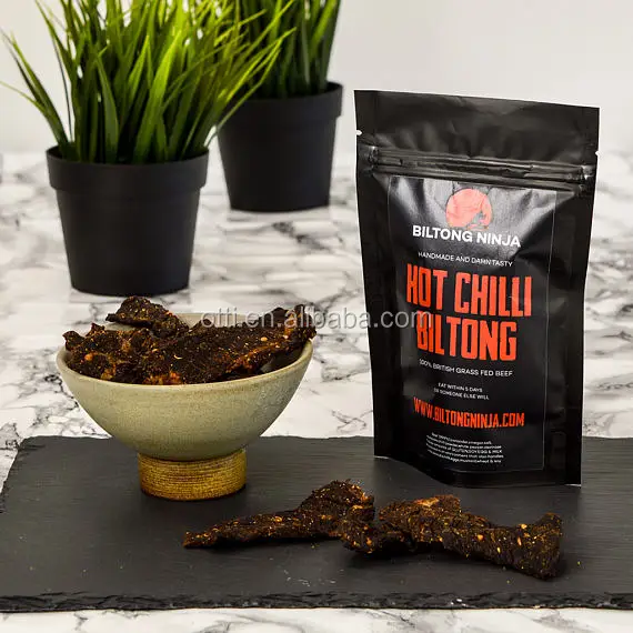 Custom Printed Kraft Paper Beef Jerky Packaging Stand Up Pouch Bag