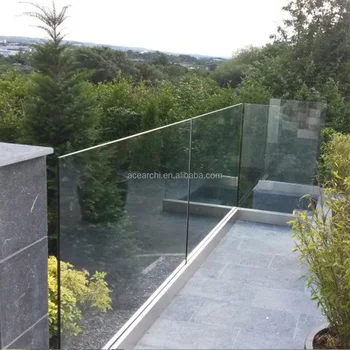 Modern Balcony U Channel Aluminium Frameless Glass Railing For
