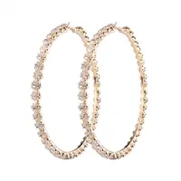 

2020 New Trendy Rihanna Style Big Large Gold Plated Crystal Diamond Hoop Earrings