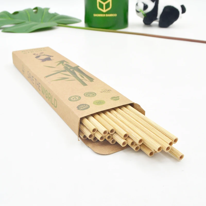 

Bamboo Straw 20 cm Custom Logo Eco-Friendly Bamboo Disposable Degradable Straw, Natural bamboo color