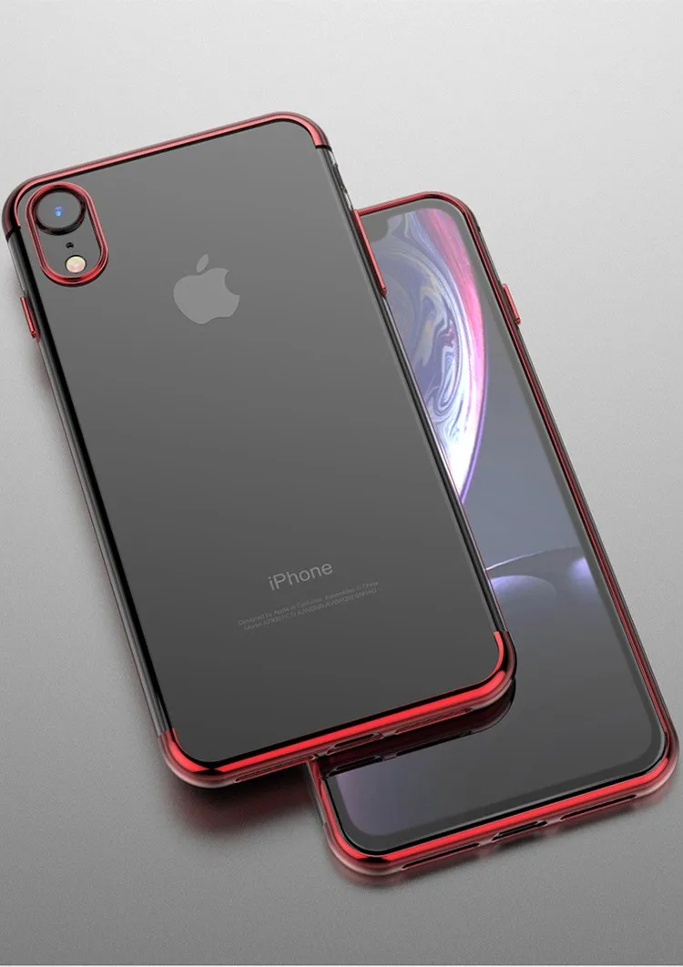 用于iphone xr 超薄透明后盖 iphone xs 的奢华电镀框架保护套