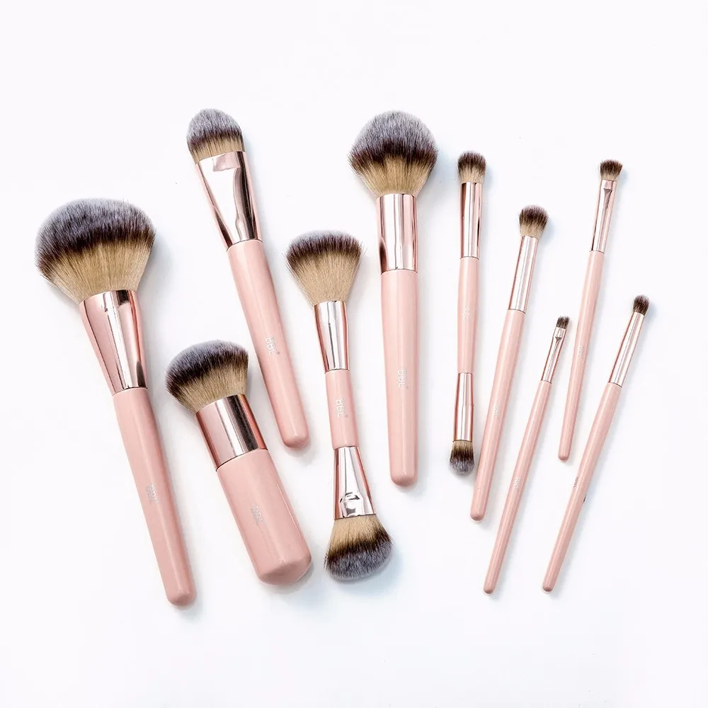 1 件粉红色化妆刷 kabuki 粉粉底腮红双端雕刻混合荧光笔涂抹眼影鼻刷