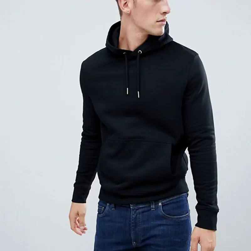 

2021 Wholesale 100%Cotton Good Quality custom printed hoodie Cheap Men Plain Slim Fit Black Hoodies No Brand