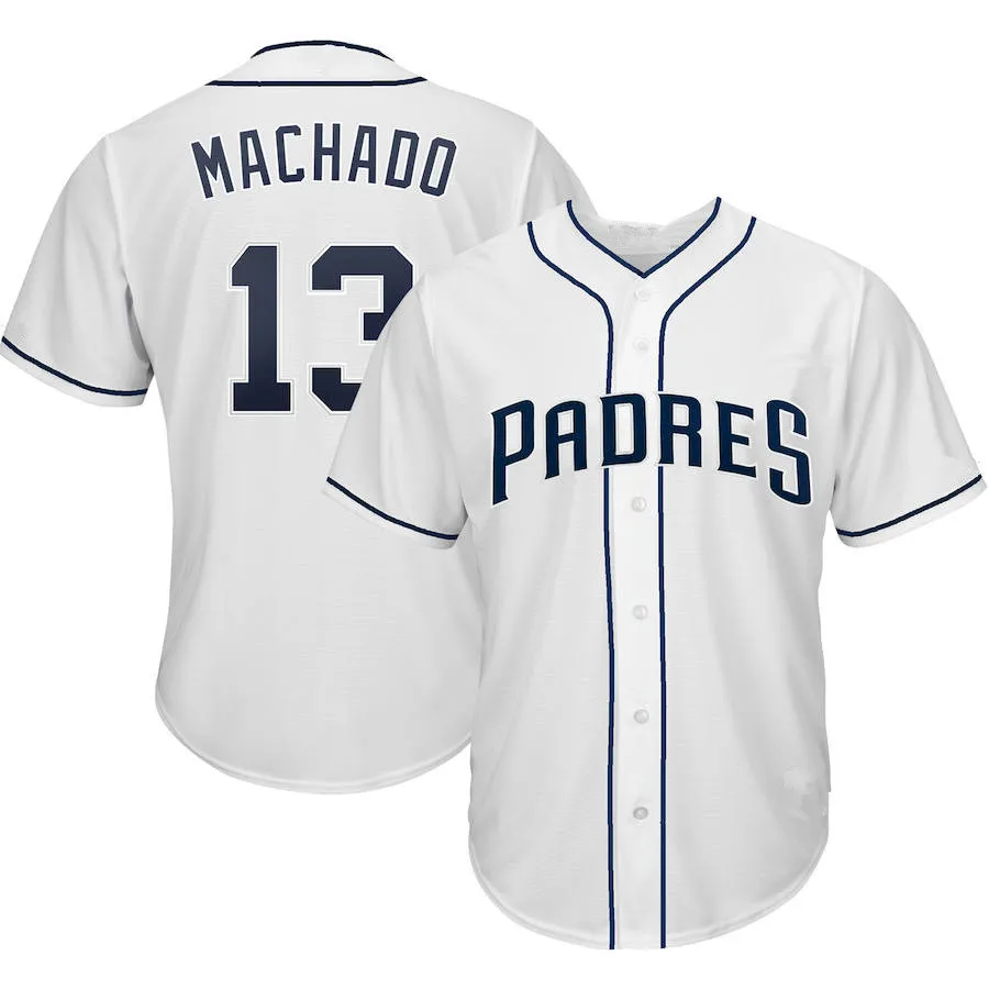 

13 Manny Machado San Diego Padres Jerseys Embroidery Logos Baseball Jersey