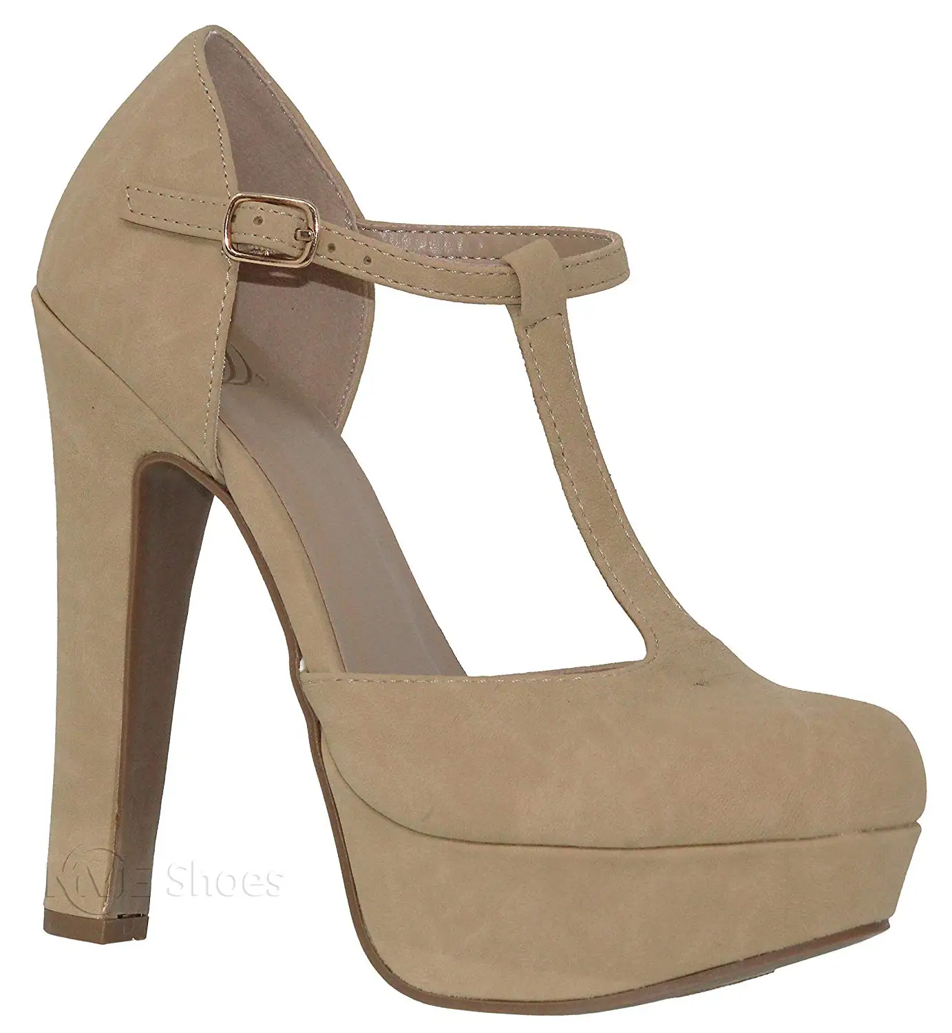 MVE Shoes Women's Closed Toe T-Strap Platform Pumps-Shoes