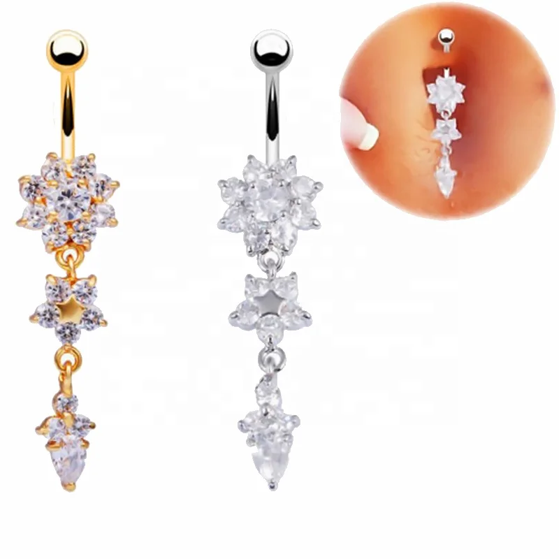 

2019 Flower Gold Navel Belly Piercing Ring, As your requirement from color chat