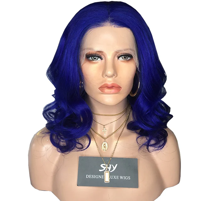 

Short Blue Brazilian Hair Wig Lace Wig Vendors Full Lace Human Hair Wigs With Baby Hair For Black Women