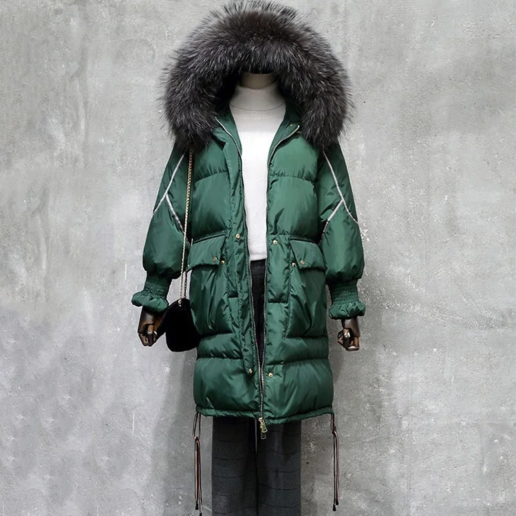 

Chic Style Parka Clothes Ladies Down Jacket Real Raccoon Fur Hooded Coat Winter Women Puffer Coat Woman, As photo or customized