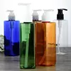 500ml 16oz Transparent Square Shape Plastic Shampoo Lotion Pump Bottle with Spray Pump