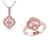 PES Jewellery Set! Cushion-Cut Morganite and Diamond Ring Pendant Necklace (PES50-069)