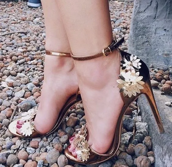 

New design red flower ladies summer beautiful high heel sandals women fancy high heel sandals, Can be choose