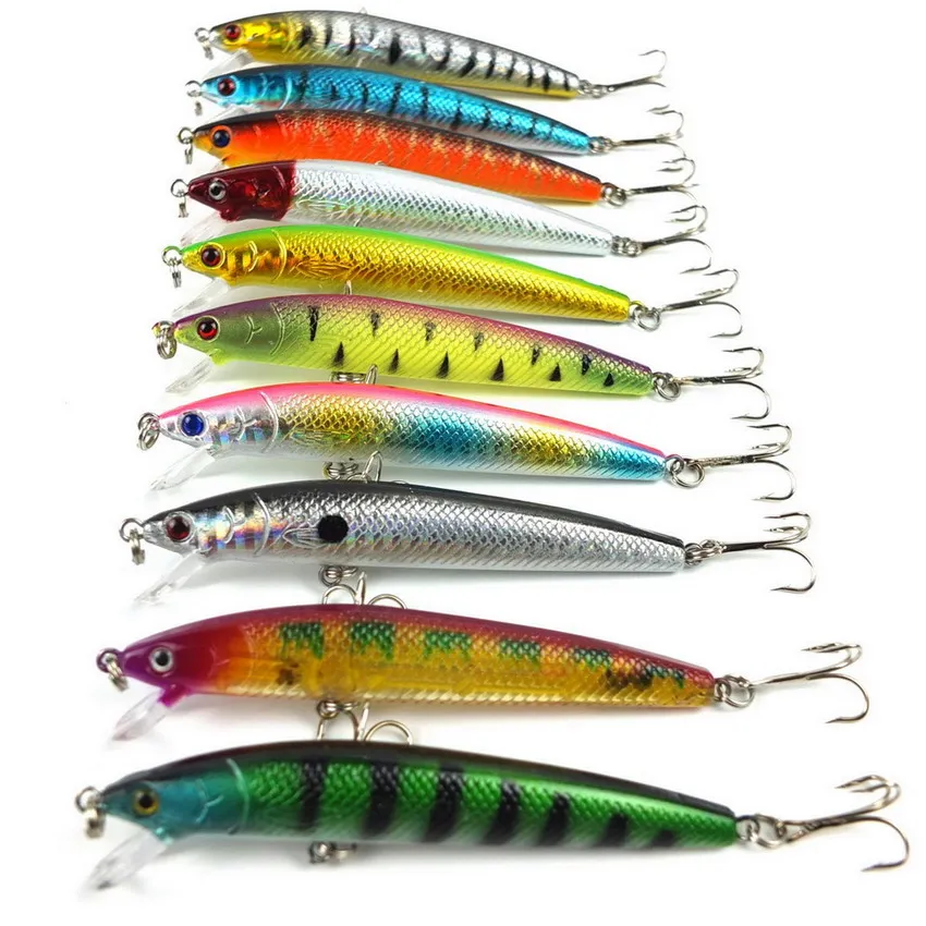 

10 Colors Fishing Lure Minnow Lure Fishing Bait Fishing Tackle 9.5cm/8.5g 10Pcs/Pack, N/a