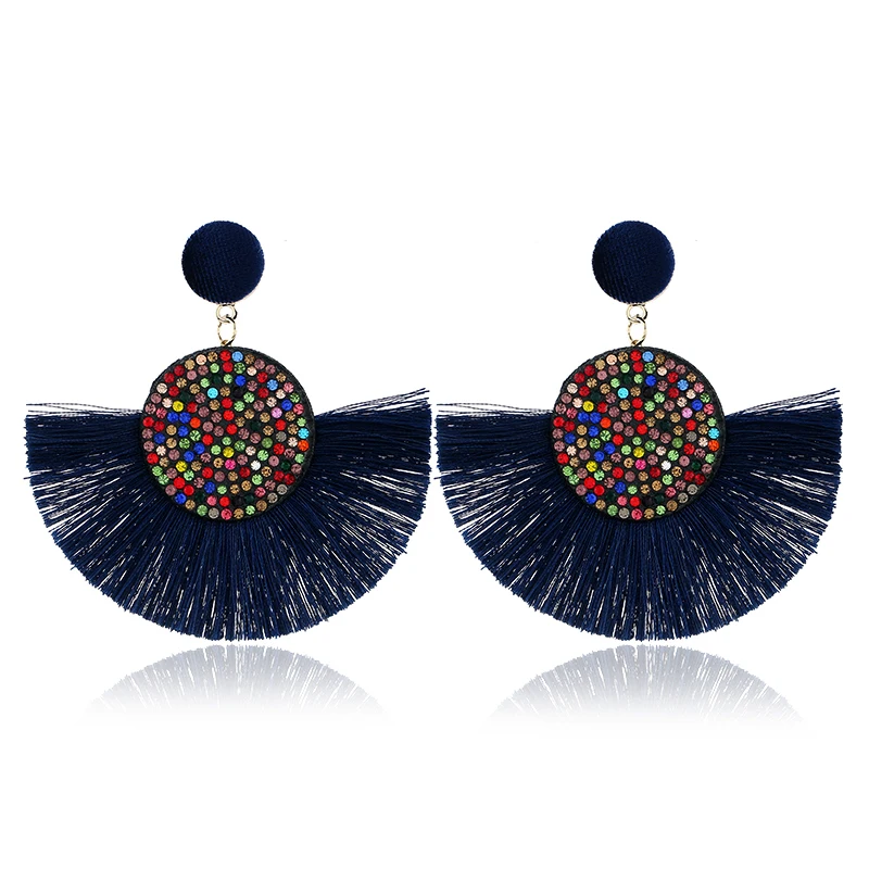 Fashion Colorful rhinestone Bohemian Tassel Earrings For Women wholesale N90710