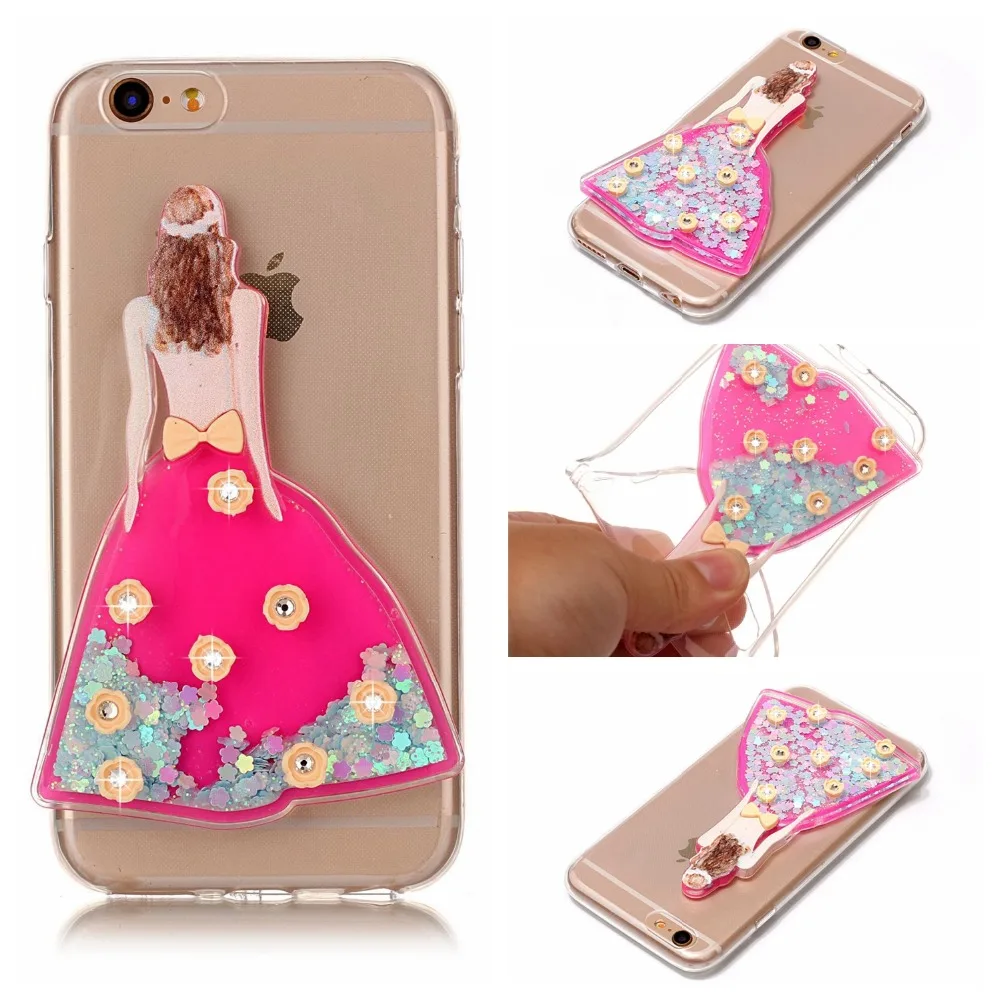 

Wedding girl Glitter Star Flowing Water Liquid Case For Iphone 5/6/7/6P/7P Transparent Clear Phone Covers Cases high Qualtity, 8 different colors,can mix