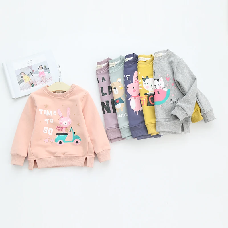 

8125 Six-color different printed cartoon pattern Terry sweater Autumn girl's clothing wholesale, N/a
