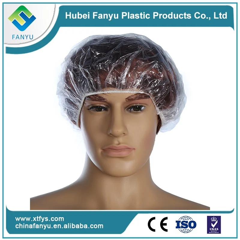 
disposable plastic shower bouffant bath cap 