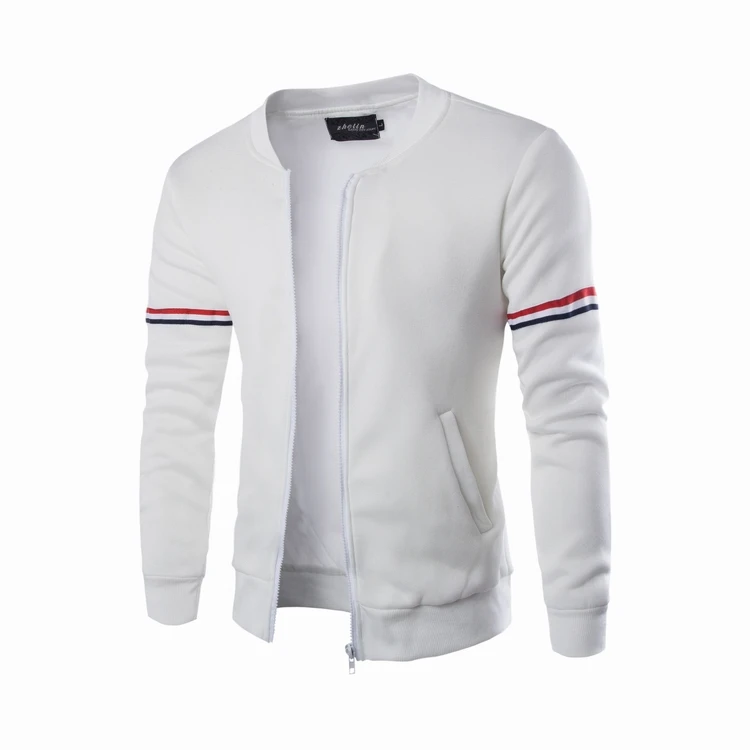 

Mens Zipper Coat Two Color Blocked Lightweight Fleece Jacket, White,navy
