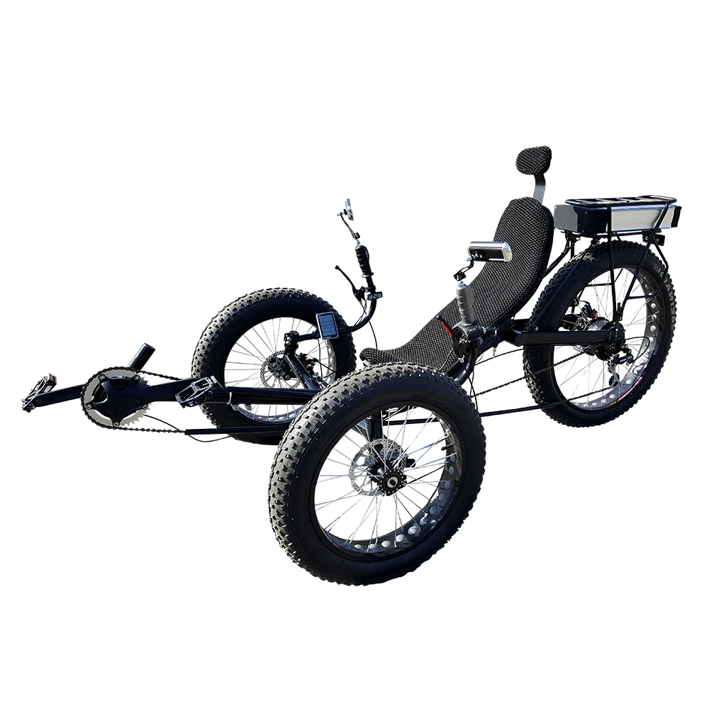 

Free Shipping No Duty Adult Pedal Three Wheel Outdoor Sports Electric Pedal Assist 500W Fat Tire Recumbent Trike For Sale