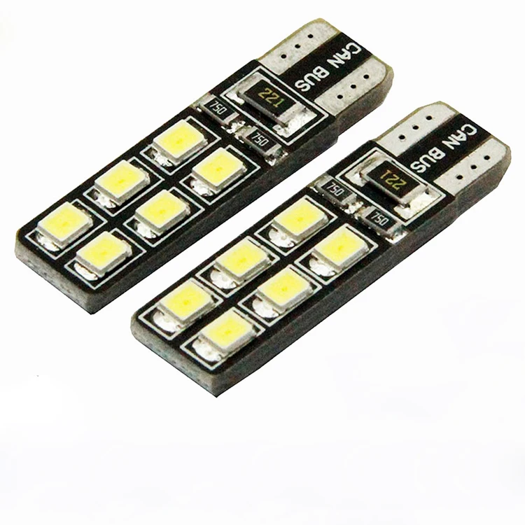 Cheap Factory Direct 12SMD T10 Led Auto Lamp White Blue Yellow Led T10 Canbus