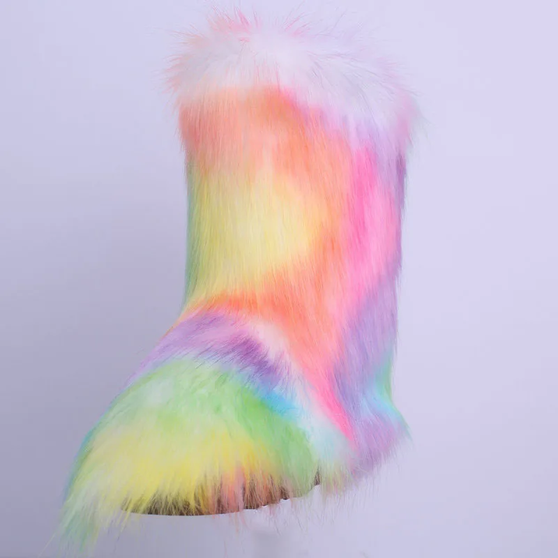 

New fashion girl fox fur boots hot women faux fur winter snow black lady boots, As pictures or custom