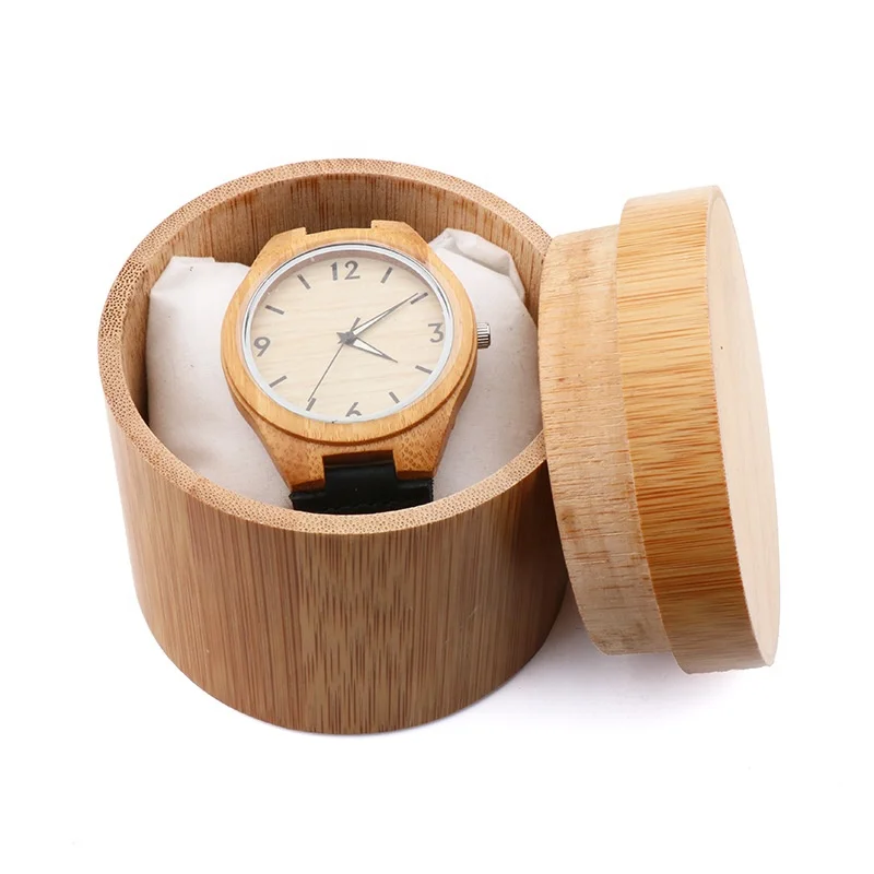 

Custom Made Bamboo Wood Round Watch Gift Packaging Box