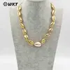 WT-JN039 Wholesale Bohemia Gift For Women Handmade necklace with full gold plated adjustable natural sea cowrie shells Necklace