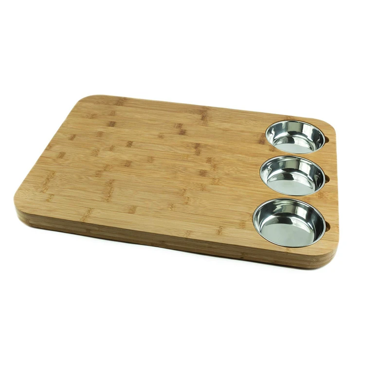 

High Quality Kitchen Natural Bamboo Cutting Board With Bowls, Customized