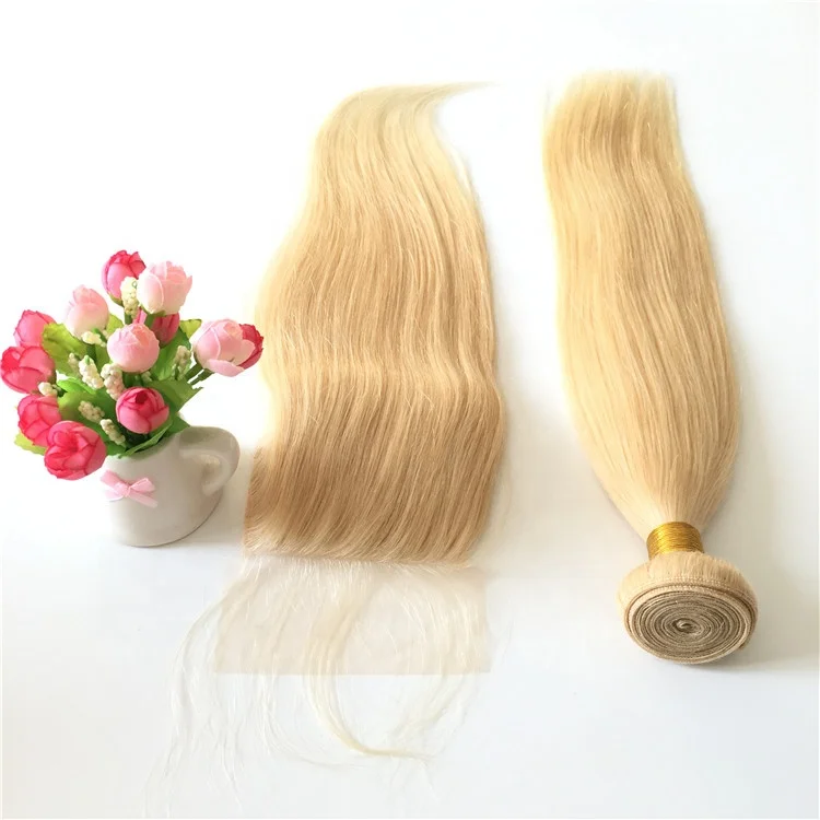 

Wholesale 613 Blonde Silky Straight Hair Weave 100% Virgin Brazilian Hair weave with closure, Brown;and accept customer color chart