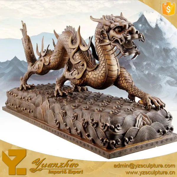 Grande Statue De Dragon Chinois En Bronze,Décoration D'extérieur