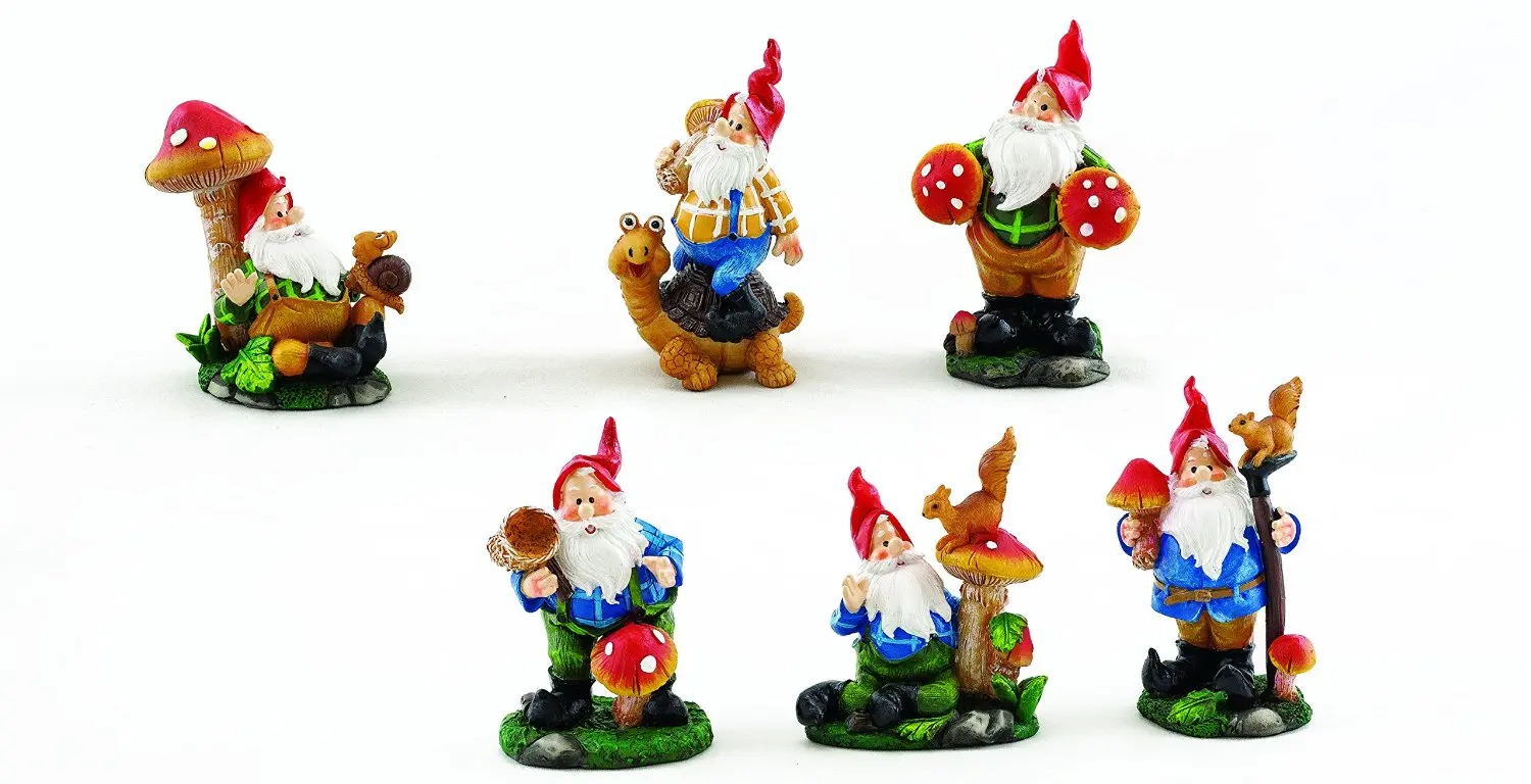 mini garden gnomes figurines set