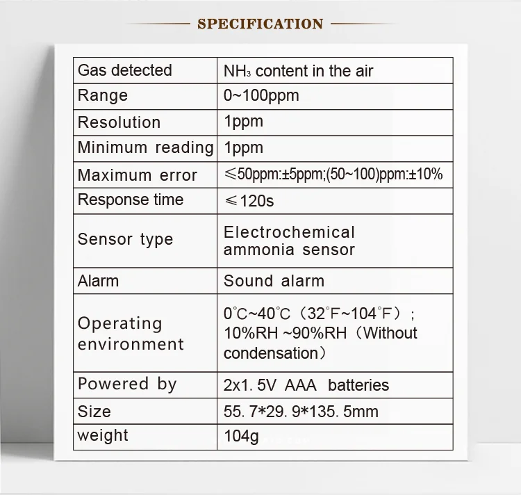 GM8806 nh3 portable lcd ammonia gas detector