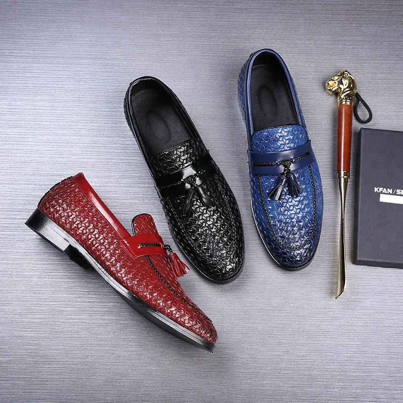 

SS0339 Men fashion casual slip on shoes 2019 new model flat business bridal shoes, Black,red,blue