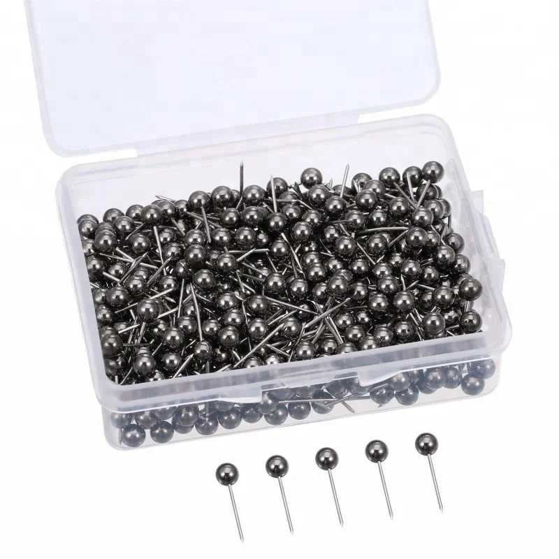 

500pcs/ Pack Map Push Pins with 1/8 Inch Head and Steel Point free shipping, Retro metallic black
