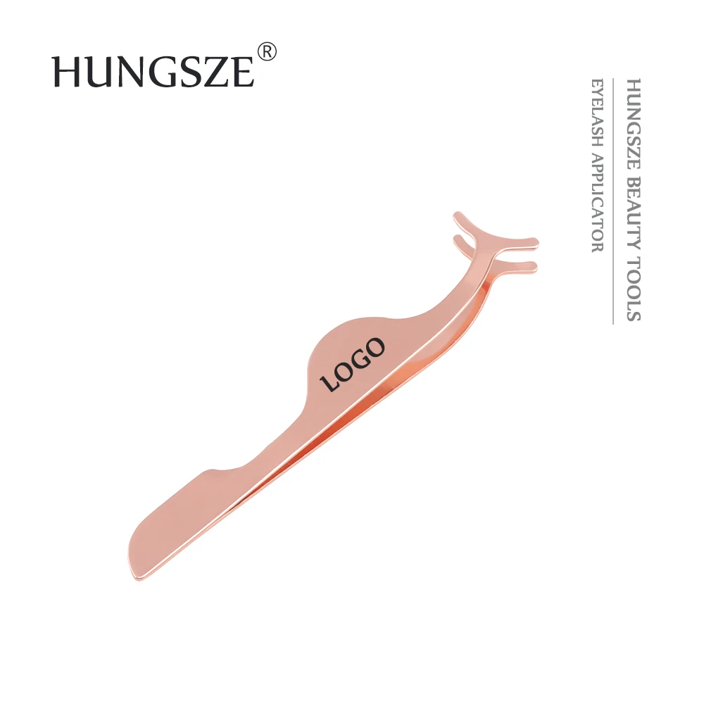 
False Lash Tweezers Eyelash Applicator Eyelash Extension Tweezers Private Label Rose Gold PVC bag with Shiny Paper Card 