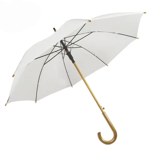Image of for wedding withe wooden handle cheap price bright colored white promotion umbrella with logo printing