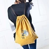 Gym Yoga Lightweight Drawstring Shoulder Canvas Sports Backpack for Man Women