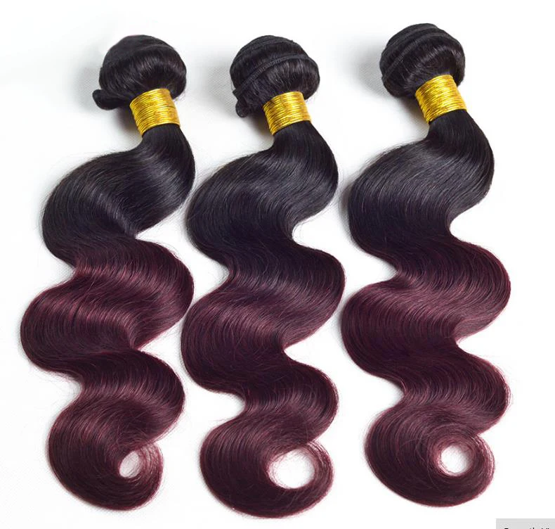 Lsy Ombre Dark Wine Color Brazilian Hair  Virgin Body Wave 1B 99J Two Tone Human Hair  Weave Bundles 99J Red Natural Human Hair.jpg