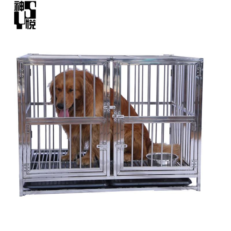 

Stainless steel cage for dogs travel folding cage on sale, Silver