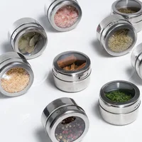 

Amazon set of spice tins round spice rack kitchen accessories stainless steel magnetic spice jar