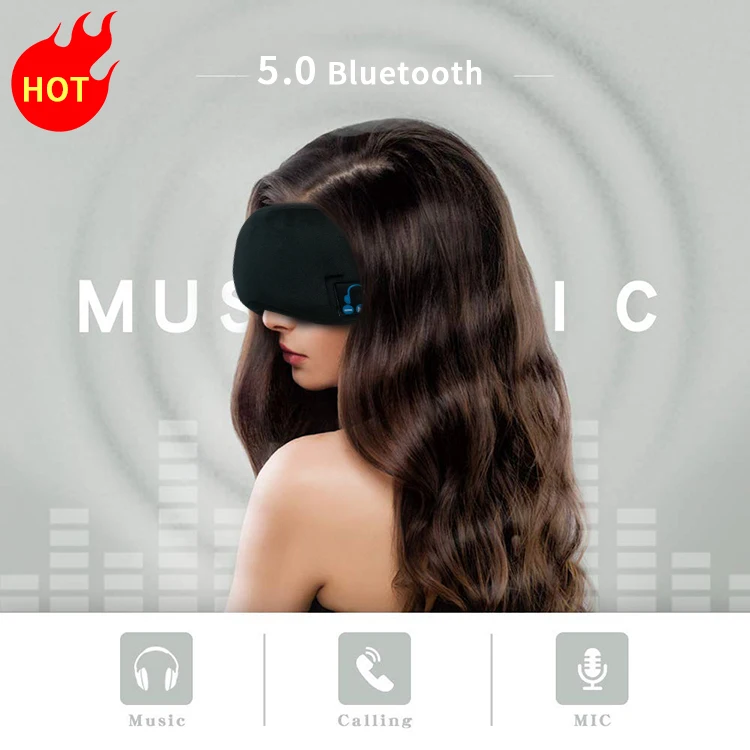 
2020 New Arrivals Amazon Wireless Smart Music Eye Blinder Breathable Custom Bluetooth Cotton 3D Sleeping Eye Mask With Headphone 
