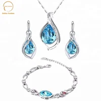 

Anti Allergy Pendant Silver Blue Crystal Jewelry Set