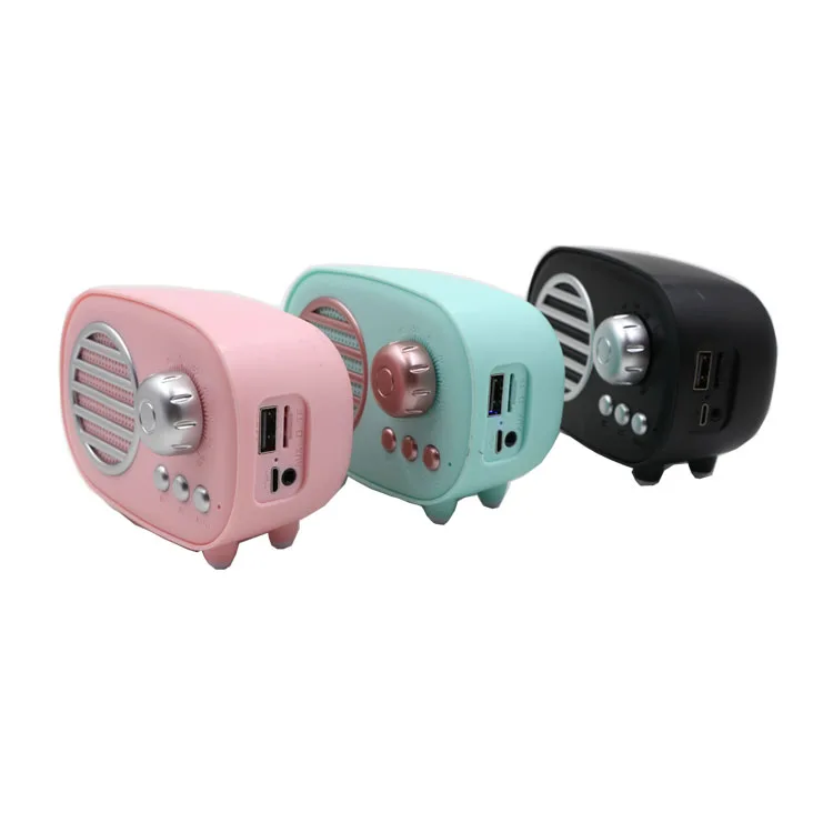 

American-Style Retro Bluetooth Speaker Portable Vintage Mini Speaker FM Radio Music Stereo Player For Mobile Phone Black/Speaker