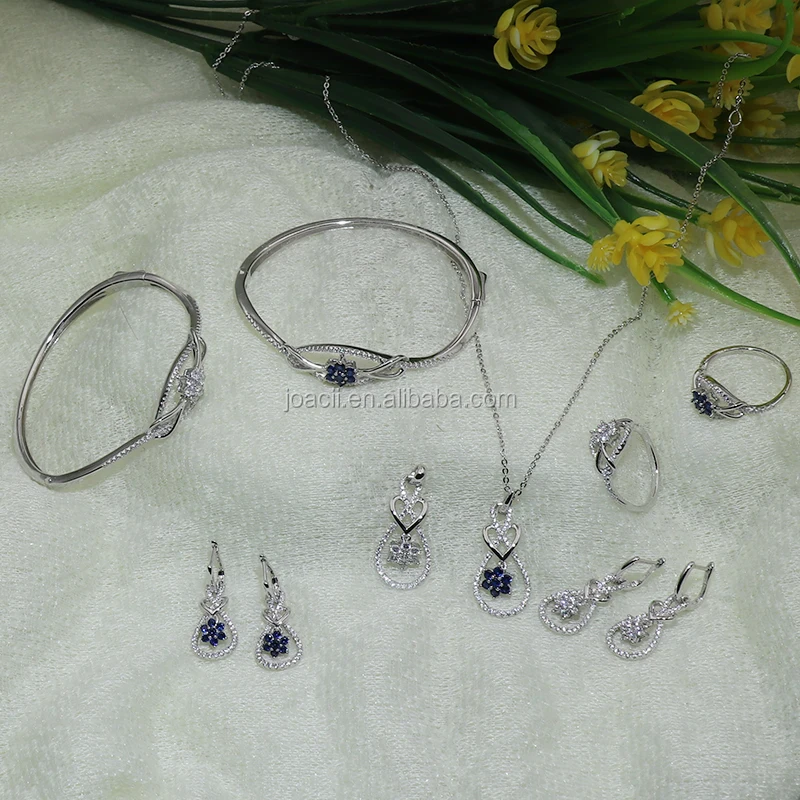 wholesale fashion sapphire diamond women jewelry set