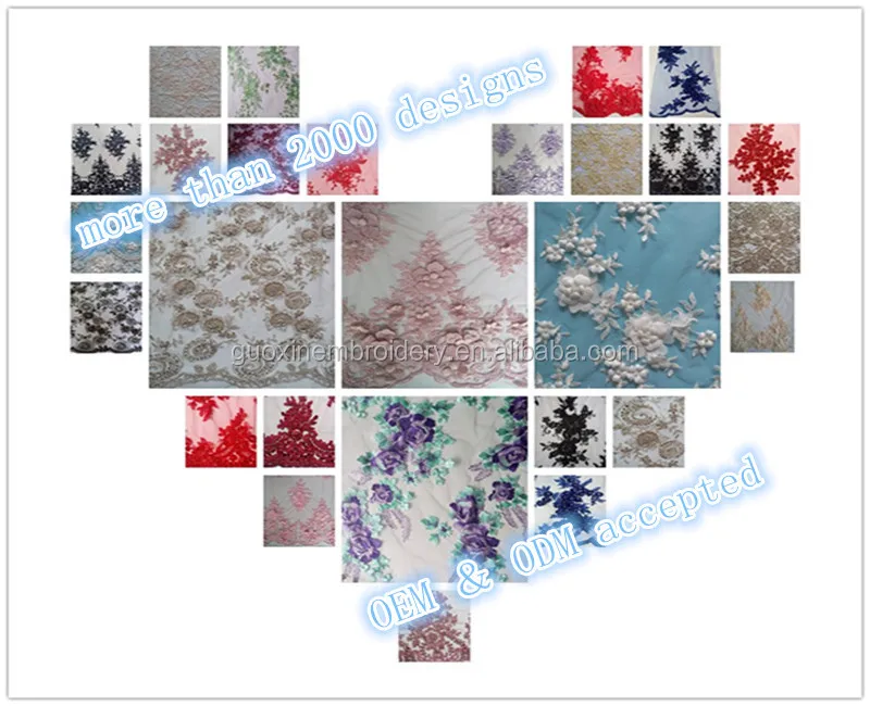 Water dissolving floral royalbule applique lace fabric newest guipure embroidery lace with rhinestone for wedding dress