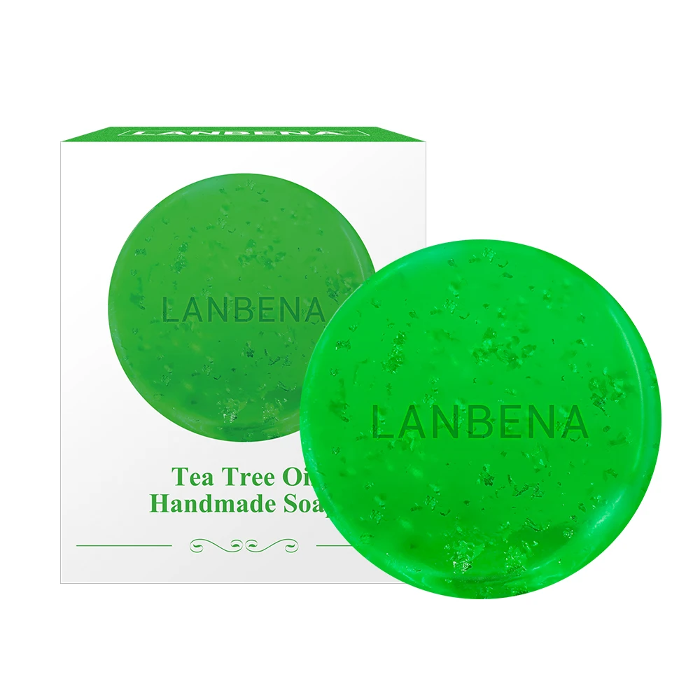 

LANBENA natural tea tree essential oil beauty handmade soap free shipping, Green
