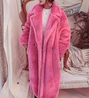 

2019 Natural 100% Sheep Teddy Bear Fur Coat for Women Long Real Fur Teddy Coat