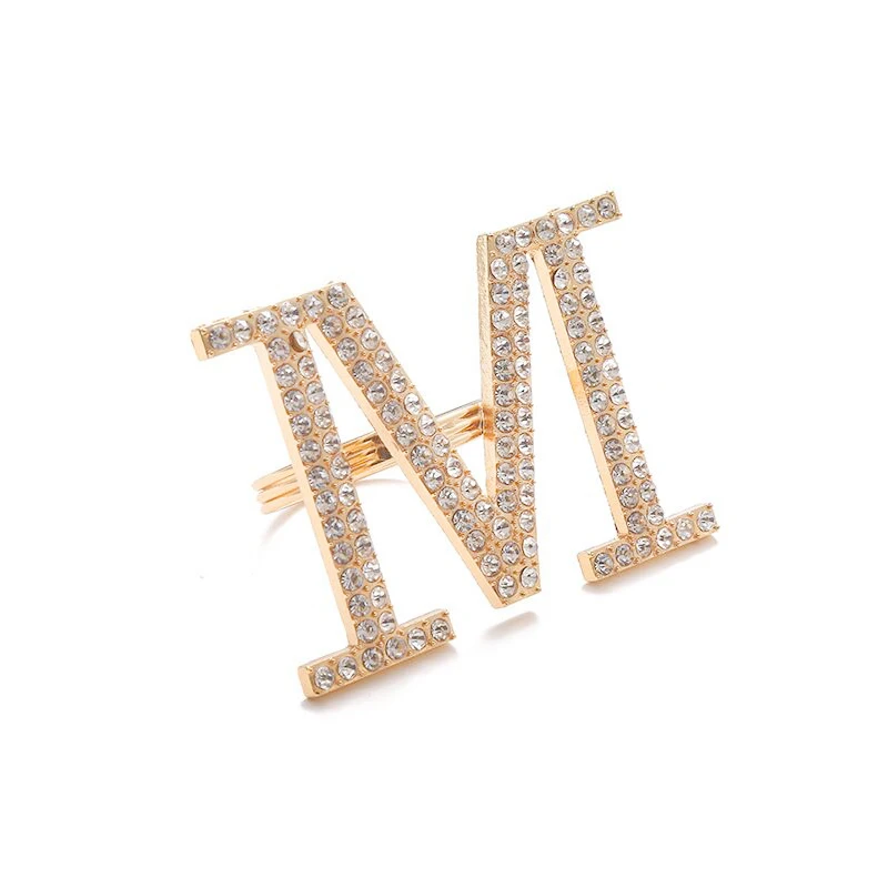 

2019 new style letter A-M Rhinestone Pearl Flower Napkin Rings For Wedding Decorations